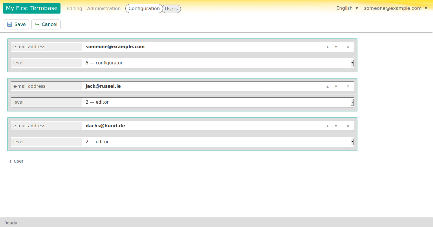 Configuring who can access your termbase.